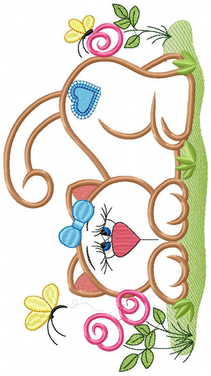 Cat embroidery design - Animal embroidery designs machine embroidery pattern - Kitty embroidery file - girl embroidery cat applique design