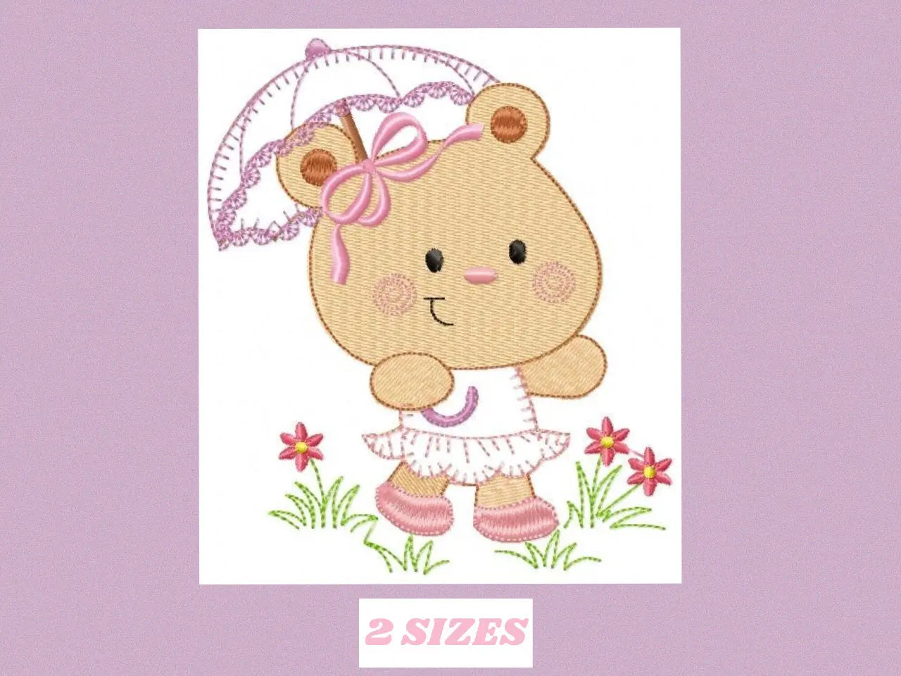 Bear embroidery designs - Teddy embroidery design machine embroidery pattern - Mama bear with umbrella embroidery file - instant download Marcia Embroidery