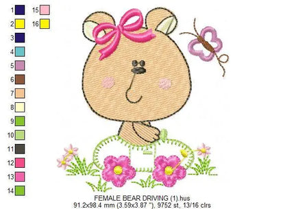 Bear embroidery designs - Teddy embroidery design machine embroidery pattern - Mama bear in a car embroidery file - digital instant download Marcia Embroidery