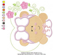 Charger l&#39;image dans la galerie, Bear embroidery designs - Mama Bear embroidery design machine embroidery pattern - Bear with frame embroidery - bear applique design heart
