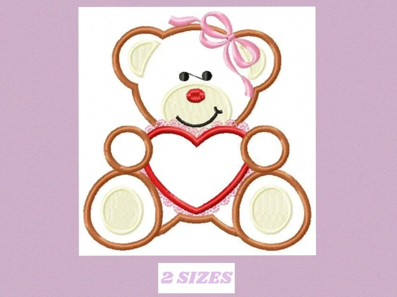 Bear with heart embroidery designs - Teddy bear embroidery design machine embroidery pattern - Baby Girl embroidery - bear applique design Marcia Embroidery
