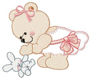 Bear embroidery designs - Baby girl eddy embroidery design machine embroidery pattern - Mama bear embroidery file - female bear applique