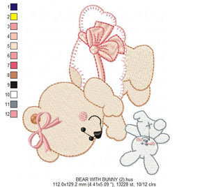 Bear embroidery designs - Baby girl eddy embroidery design machine embroidery pattern - Mama bear embroidery file - female bear applique