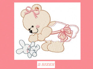 Bear embroidery designs - Baby girl eddy embroidery design machine embroidery pattern - Mama bear embroidery file - female bear applique