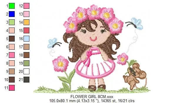 Baby girl embroidery designs - Fairy embroidery design machine embroidery - girl with flowers embroidery file - disney embroidery pattern Marcia Embroidery