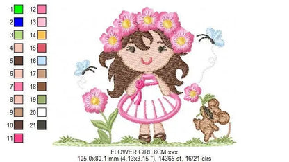 Baby girl embroidery designs - Fairy embroidery design machine embroidery - girl with flowers embroidery file - disney embroidery pattern Marcia Embroidery