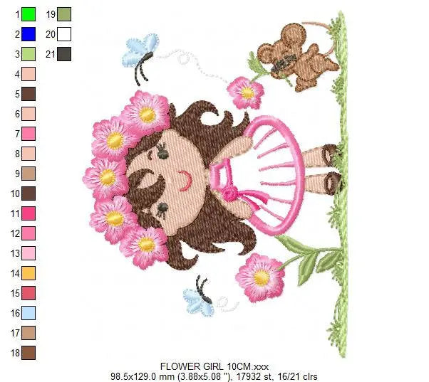 Baby girl embroidery designs - Fairy embroidery design machine embroidery - girl with flowers embroidery file - disney embroidery pattern Marcia Embroidery
