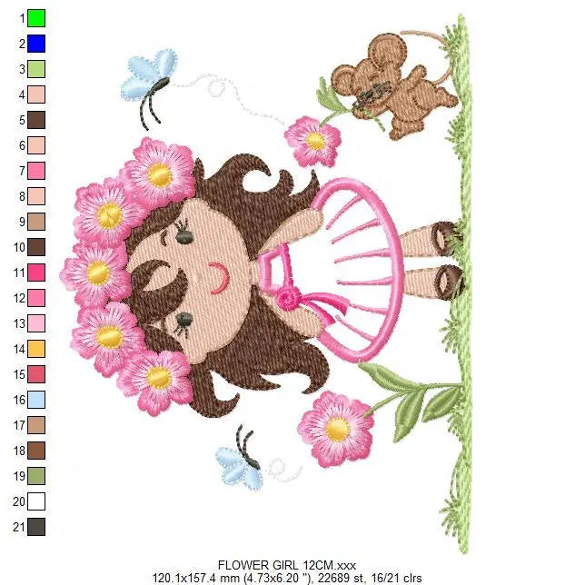Baby girl embroidery designs - Fairy embroidery design machine embroidery - girl with flowers embroidery file - disney embroidery pattern Marcia Embroidery