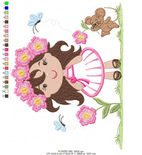 Load image into Gallery viewer, Baby girl embroidery designs - Fairy embroidery design machine embroidery - girl with flowers embroidery file - disney embroidery pattern
