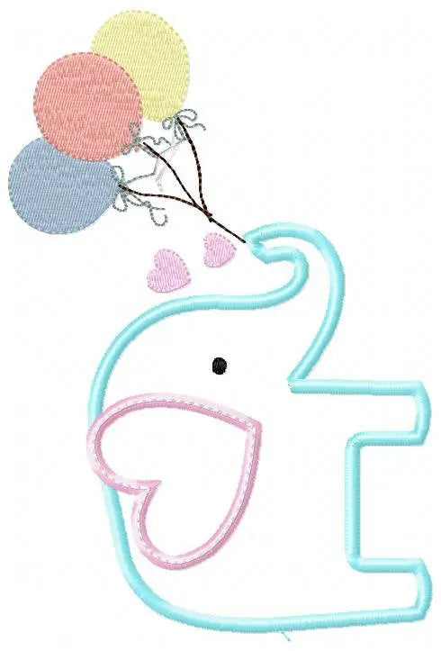 Elephant with balloons embroidery designs - Birthday party elephant embroidery design machine embroidery pattern - instant digital download Marcia Embroidery
