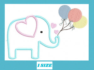 Elephant with balloons embroidery designs - Birthday party elephant embroidery design machine embroidery pattern - instant digital download