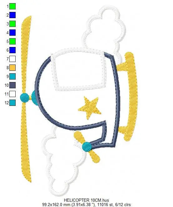 Helicopter embroidery designs - Chopper embroidery design machine embroidery pattern - Sky embroidery Helicopter design baby boy embroidery Marcia Embroidery