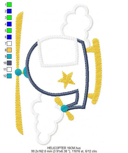 Helicopter embroidery designs - Chopper embroidery design machine embroidery pattern - Sky embroidery Helicopter design baby boy embroidery Marcia Embroidery