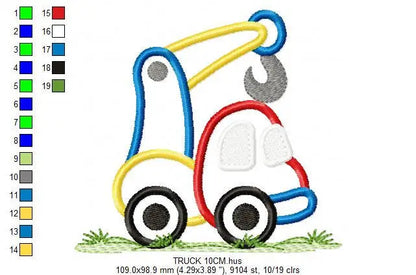 Crane embroidery designs -  truck applique machine embroidery pattern - Baby Boy Crane applique - Instant digital download pes jef dst hus Marcia Embroidery