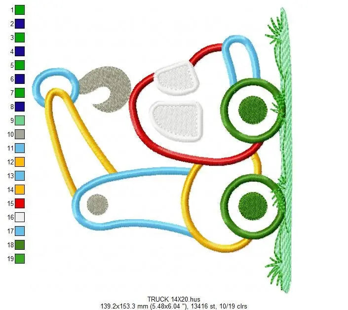 Crane embroidery designs -  truck applique machine embroidery pattern - Baby Boy Crane applique - Instant digital download pes jef dst hus Marcia Embroidery