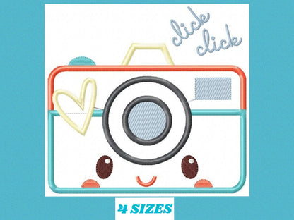 Modern Camera embroidery designs - Cam applique machine embroidery pattern - Photo embroidery file -  Instant digital download pes jef dst