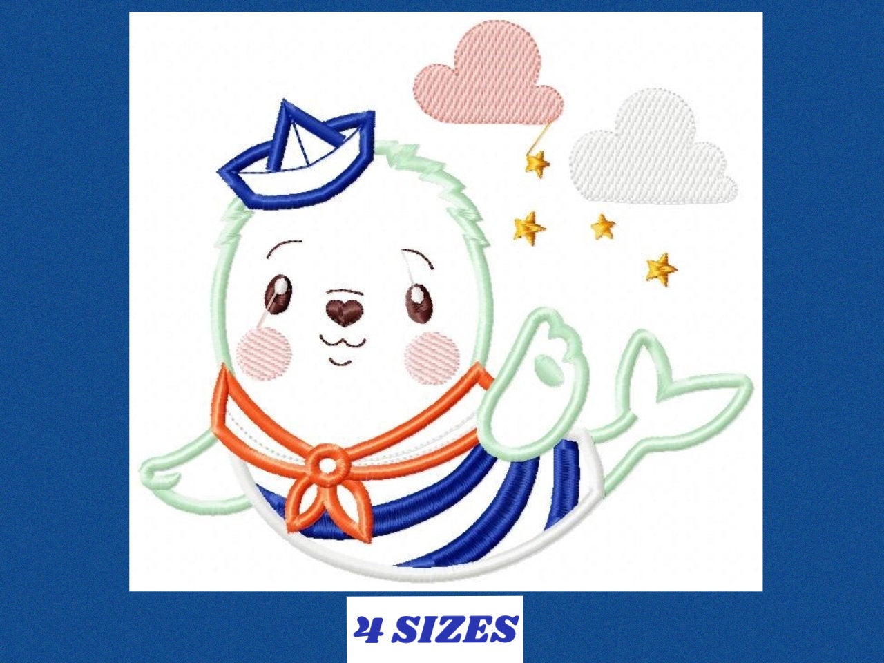 Seal embroidery designs - Sailor embroidery design machine embroidery pattern - children embroidery file - seal applique design baby boy