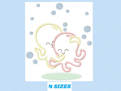 Octopus embroidery design - Sea Animal embroidery designs machine embroidery pattern - Love Hugging Octopus applique - Instant download pes Marcia Embroidery