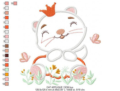 Cat embroidery design - Animal embroidery designs machine embroidery pattern - Kitty embroidery file - girl embroidery cat applique design