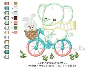 Elephant embroidery designs - Safari embroidery design machine embroidery pattern - Animal embroidery file - elephant applique bicycle bike Marcia Embroidery