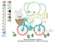 Laden Sie das Bild in den Galerie-Viewer, Elephant embroidery designs - Safari embroidery design machine embroidery pattern - Animal embroidery file - elephant applique bicycle bike
