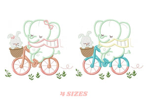 Elephant embroidery designs - Safari embroidery design machine embroidery pattern - Animal embroidery file - elephant applique bicycle bike