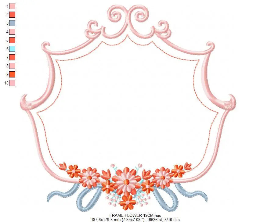 Frame embroidery designs - Flower embroidery design machine embroidery pattern - roses embroidery file - monogram frame applique design Marcia Embroidery