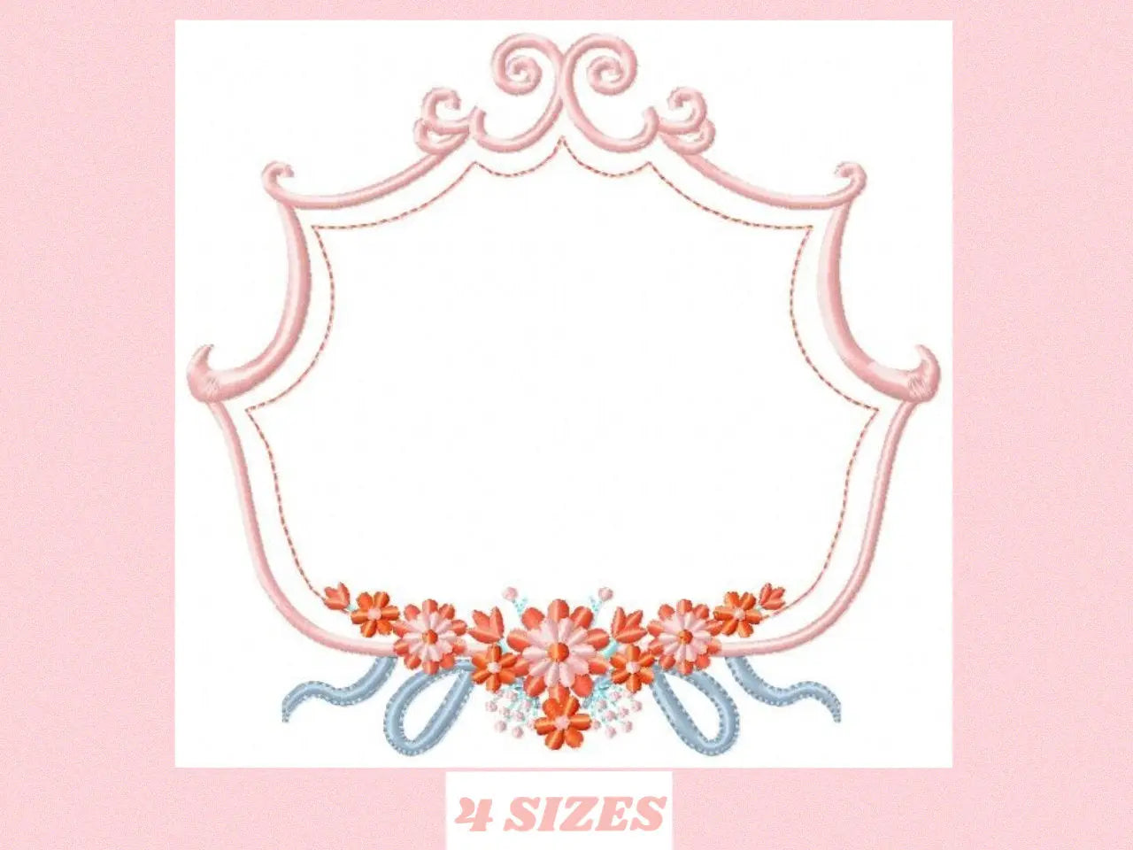 Frame embroidery designs - Flower embroidery design machine embroidery pattern - roses embroidery file - monogram frame applique design Marcia Embroidery