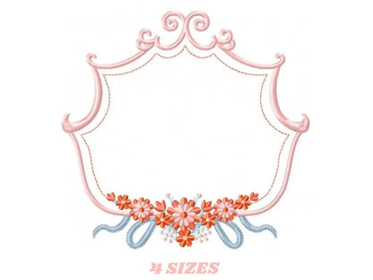 Frame embroidery designs - Flower embroidery design machine embroidery pattern - roses embroidery file - monogram frame applique design Marcia Embroidery