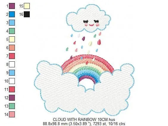 Cloud embroidery design - rainbow embroidery designs machine embroidery pattern - baby girl embroidery file - rain embroidery sky embroidery Marcia Embroidery