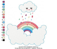 Cargar imagen en el visor de la galería, Cloud embroidery design - rainbow embroidery designs machine embroidery pattern - baby girl embroidery file - rain embroidery sky embroidery
