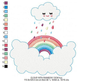 Cloud embroidery design - rainbow embroidery designs machine embroidery pattern - baby girl embroidery file - rain embroidery sky embroidery