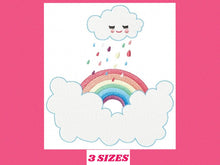 Charger l&#39;image dans la galerie, Cloud embroidery design - rainbow embroidery designs machine embroidery pattern - baby girl embroidery file - rain embroidery sky embroidery
