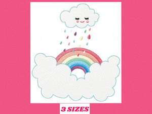 Cloud embroidery design - rainbow embroidery designs machine embroidery pattern - baby girl embroidery file - rain embroidery sky embroidery