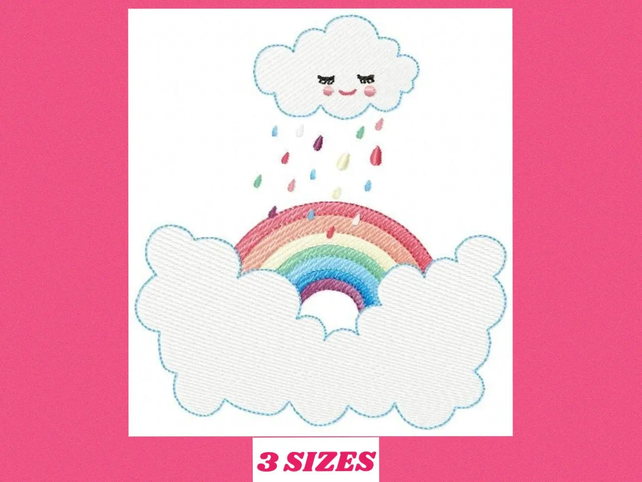 Cloud embroidery design - rainbow embroidery designs machine embroidery pattern - baby girl embroidery file - rain embroidery sky embroidery Marcia Embroidery