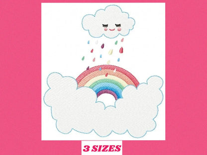 Cloud embroidery design - rainbow embroidery designs machine embroidery pattern - baby girl embroidery file - rain embroidery sky embroidery Marcia Embroidery
