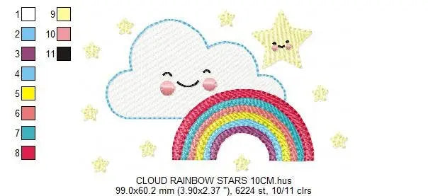 Cloud embroidery design - rainbow embroidery designs machine embroidery pattern - sky embroidery file - kid embroidery rainbow fill stitch Marcia Embroidery