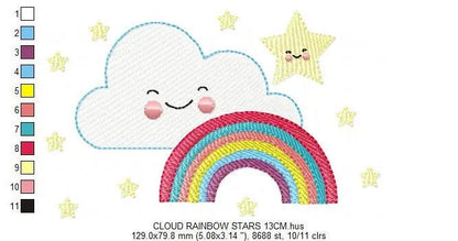 Cloud embroidery design - rainbow embroidery designs machine embroidery pattern - sky embroidery file - kid embroidery rainbow fill stitch Marcia Embroidery