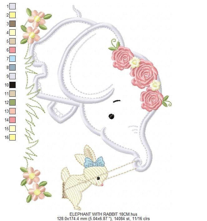 Elephant embroidery design - Animal embroidery design machine embroidery pattern - Newborn embroidery file - Baby elephant applique design