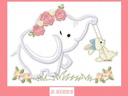 Elephant embroidery design - Animal embroidery design machine embroidery pattern - Newborn embroidery file - Baby elephant applique design