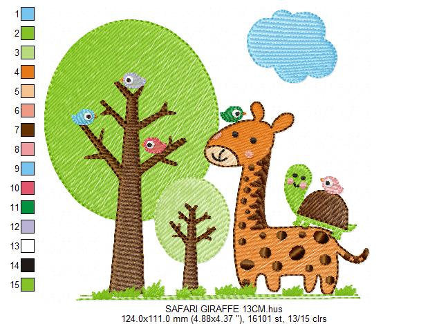 Safari embroidery designs - Giraffe embroidery design machine embroidery pattern - Forest animals embroidery design - instant download