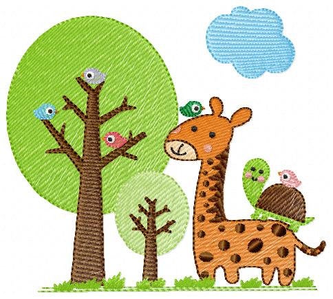Safari embroidery designs - Giraffe embroidery design machine embroidery pattern - Forest animals embroidery design - instant download