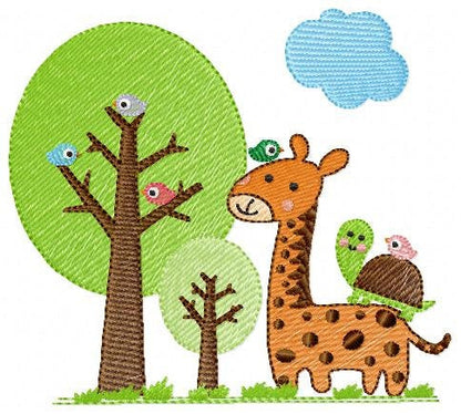 Safari embroidery designs - Giraffe embroidery design machine embroidery pattern - Forest animals embroidery design - instant download