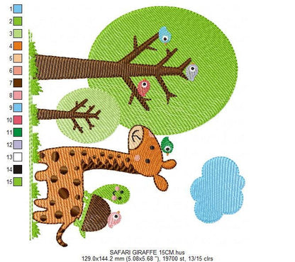 Safari embroidery designs - Giraffe embroidery design machine embroidery pattern - Forest animals embroidery design - instant download