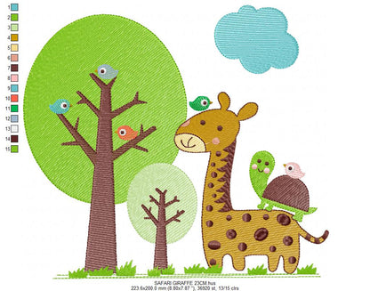 Safari embroidery designs - Giraffe embroidery design machine embroidery pattern - Forest animals embroidery design - instant download