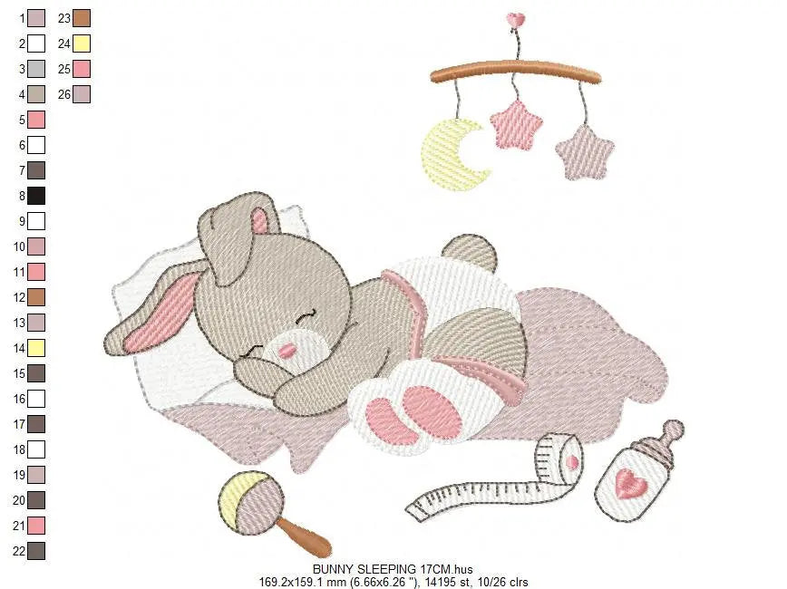 Sleeping bunny embroidery design - baby embroidery designs machine embroidery pattern - newborn embroidery file nursery embroidery Maternity Marcia Embroidery
