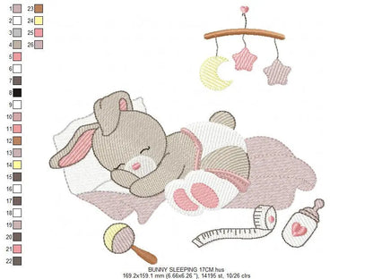 Sleeping bunny embroidery design - baby embroidery designs machine embroidery pattern - newborn embroidery file nursery embroidery Maternity Marcia Embroidery