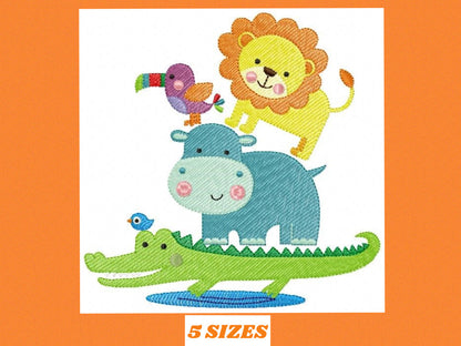 Safari embroidery designs - Animals embroidery design machine embroidery pattern - Toucan embroidery file - alligator lion hippo design