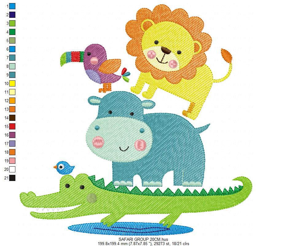 Safari embroidery designs - Animals embroidery design machine embroidery pattern - Toucan embroidery file - alligator lion hippo design
