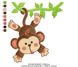 Safari embroidery designs - Monkey embroidery design machine embroidery pattern - Animal embroidery file - Animals embroidery forest animals